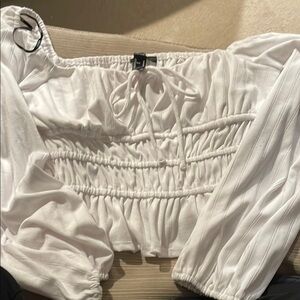 Elegant White Ruched Women's Top